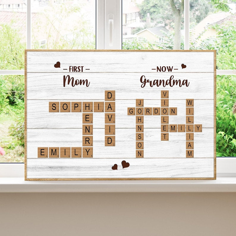Custom Mom-To-Grandma Crossword Puzzle Wall Art, Unique Gift For Mother’S Day
