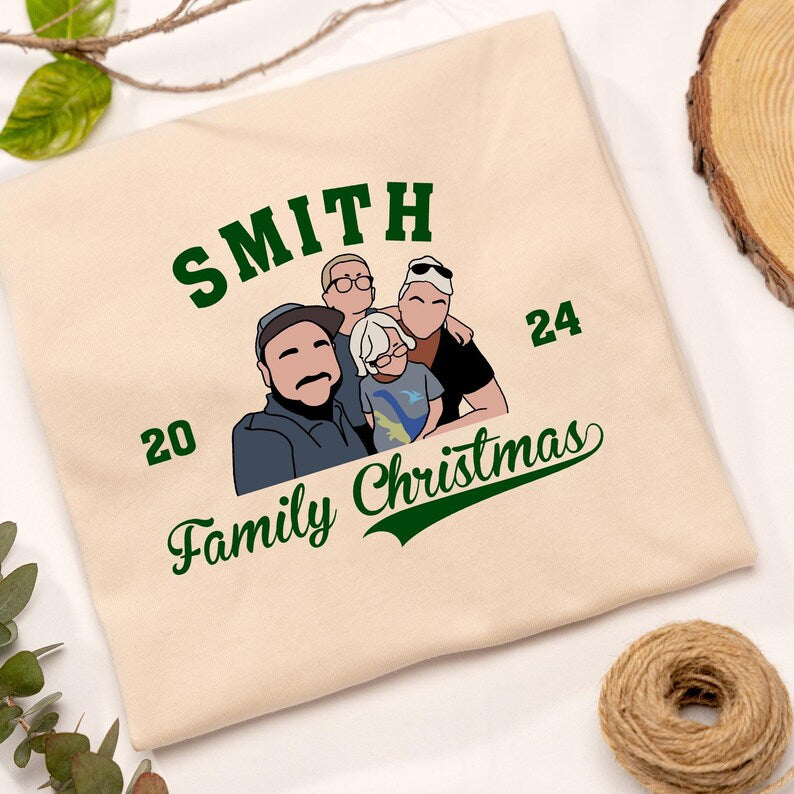 Personalized Embroidered Family Photo Sweatshirt, Family Photo Holiday Sweater