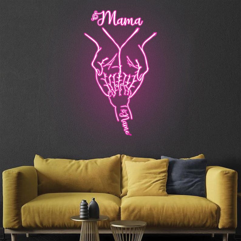 Custom Up To 6 Kids Holding Mom‘S Hand Neon Sign Mother Day Gift