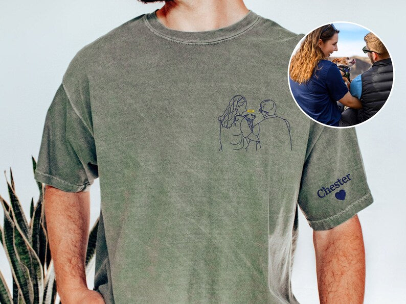 Dad Portrait Embroidered Shirt From Photo,Custom Photo Sweatshirt For Dad