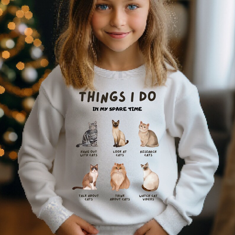 Things I Do in My Spare Time Funny Sweatshirt, Cat Lover Gift
