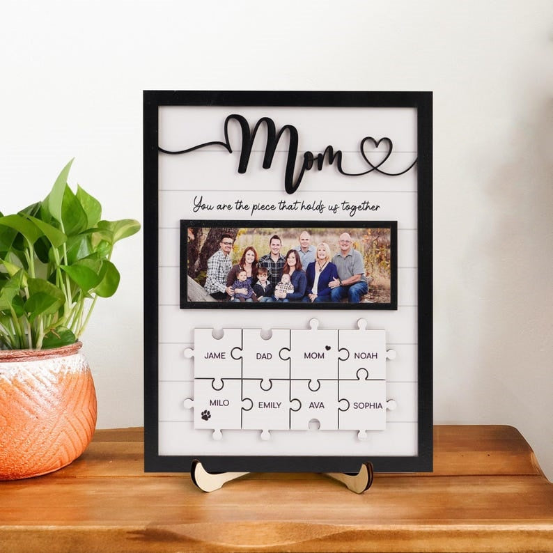 Personalize Family Puzzle Sign Personalized Gift –Wooden Sign For Mom