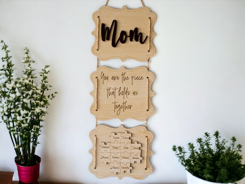 Custom You Are The Piece That Holds Us Together Mothers Day Wall Hanging Puzzle Sign, Mothers Day Gift Wall Decor