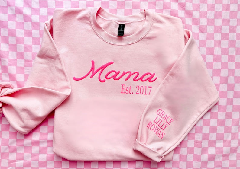 Personalized Puff Print Mama Sweatshirt With Kids Names
