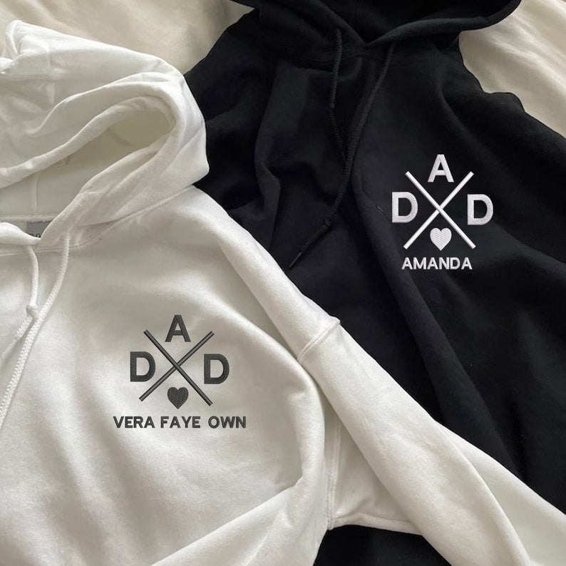 Custom Dad Embroidery Hoodie with Name , Father T-Shirt, Dad Pregnancy Announcement Sweatshirt, Cool Dad Hoodie