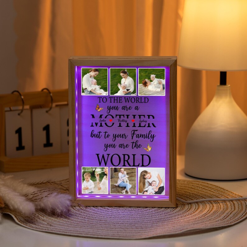Custom TO THE WORLD YOU ARE A MOTHER Photo Luminous Frame Mother's Day Gift