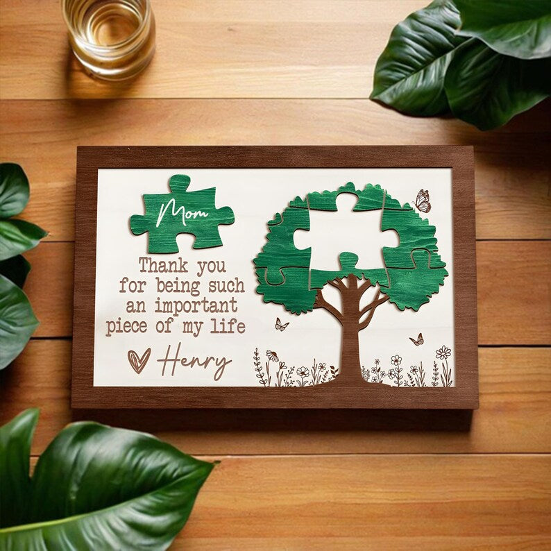 Custom Mom Tree Puzzle Sign, Gift From Son Or Daughter