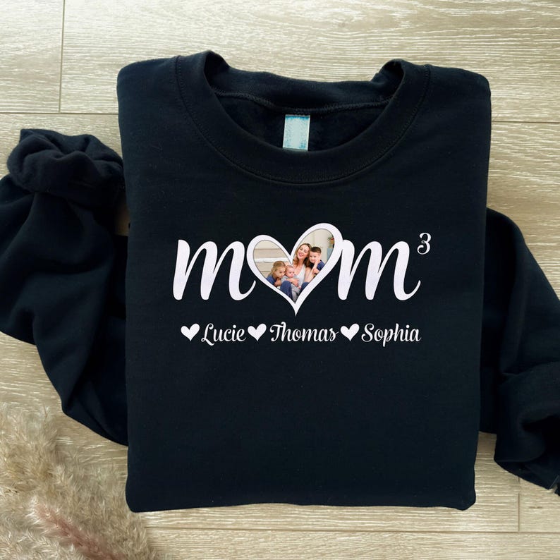 Custom Photo Mom Sweatshirt With Kids Name Mother's Day Gift