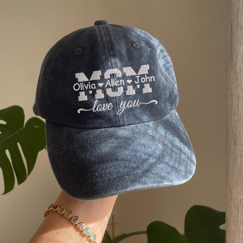 Custom Kids Names Embroidered Hat Gift For New Mom