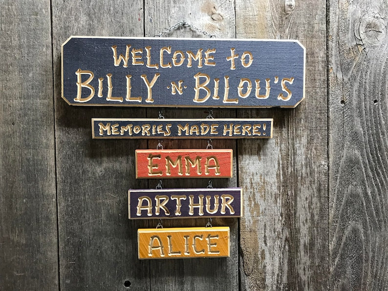 NANA PAPA GRANDPA Grandma Grandchildren Carved signs