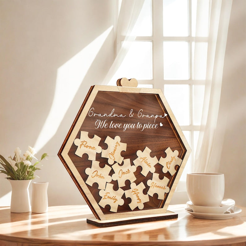 Personalized Puzzle Name Magnet Fridge Decor With Grandchildren's Names,Mothers Day Gift