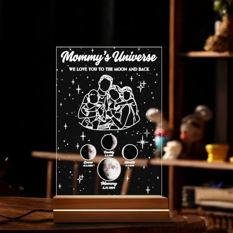 Custom Night Sky Gift - Moon Phase On Special Date With Names, Perfect Mother's Day Keepsake