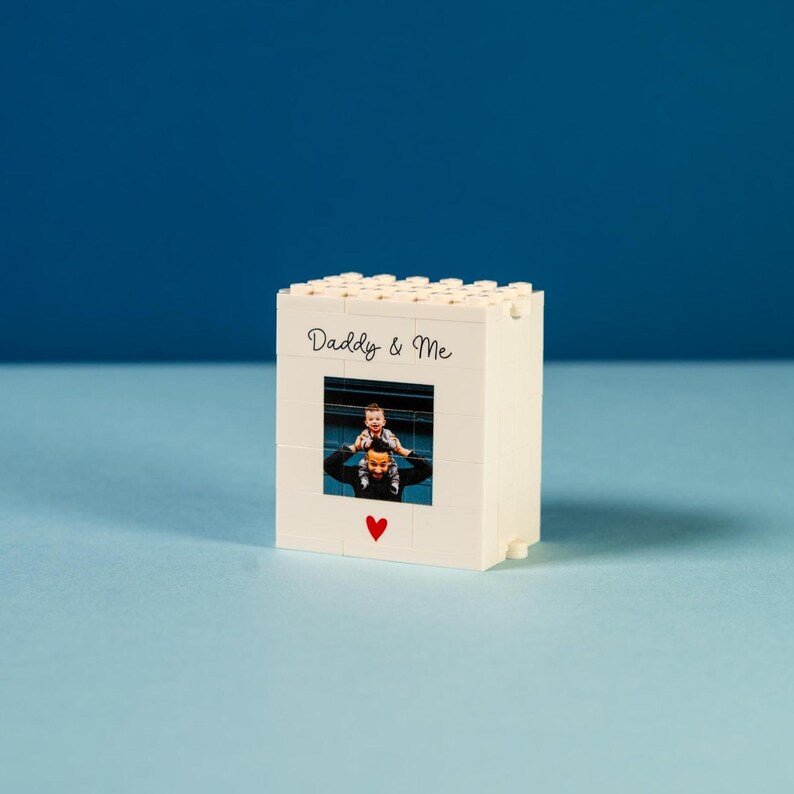 Personalised Fold-Out Daddy & Me Brick Photo Block Gift Mini Photo Album Keepsake Gift For Dad