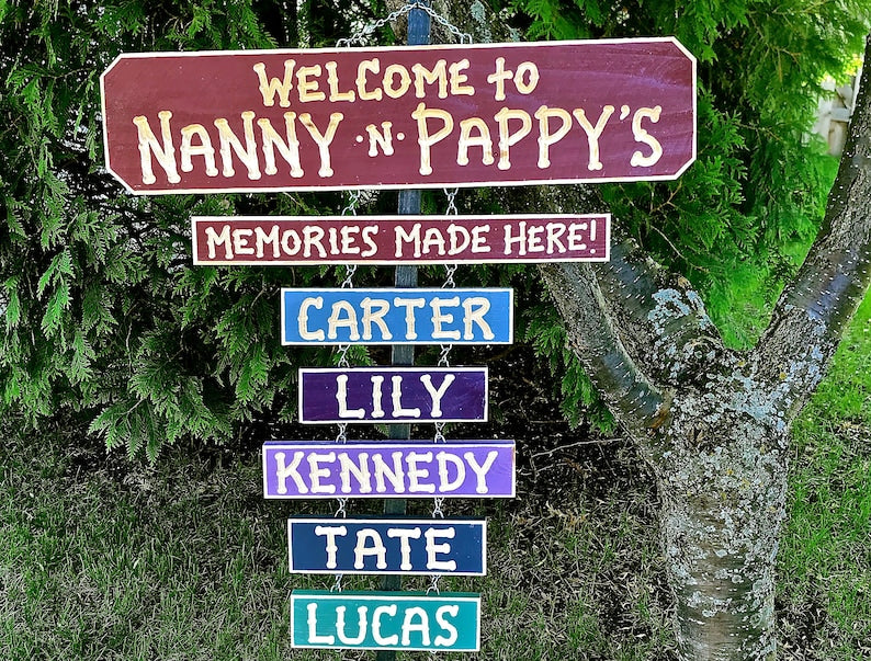 NANA PAPA GRANDPA Grandma Grandchildren Carved signs