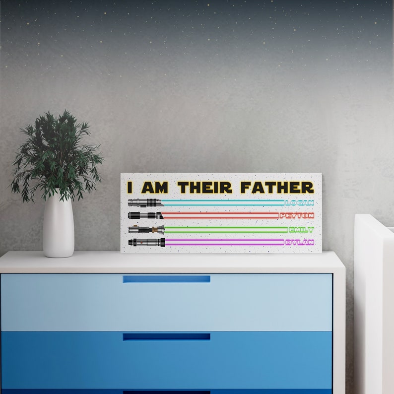 “I Am Their Father Dad” lightsaber Kids Name Sign Gifts, Personalized Gifts for Dad