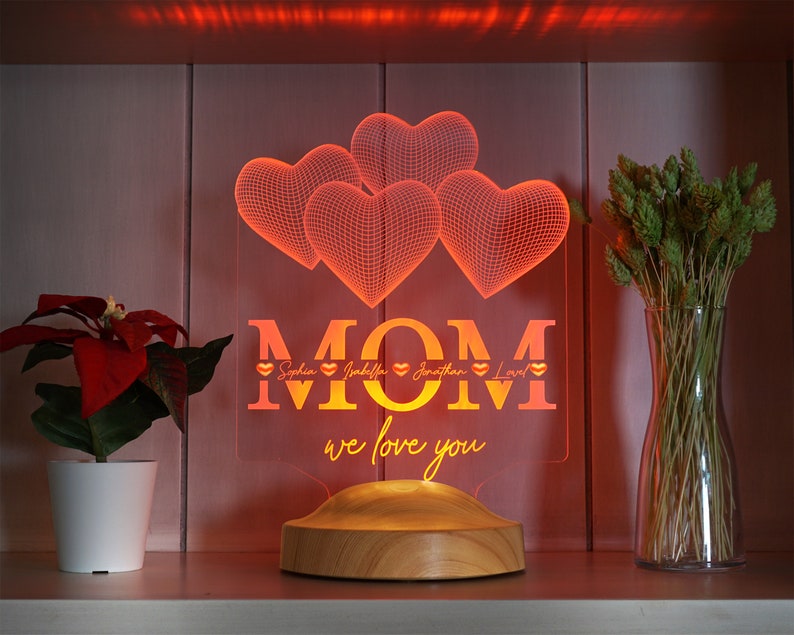 Custom 3D Led Night Light With Name, Mother Days Gifts For Mom