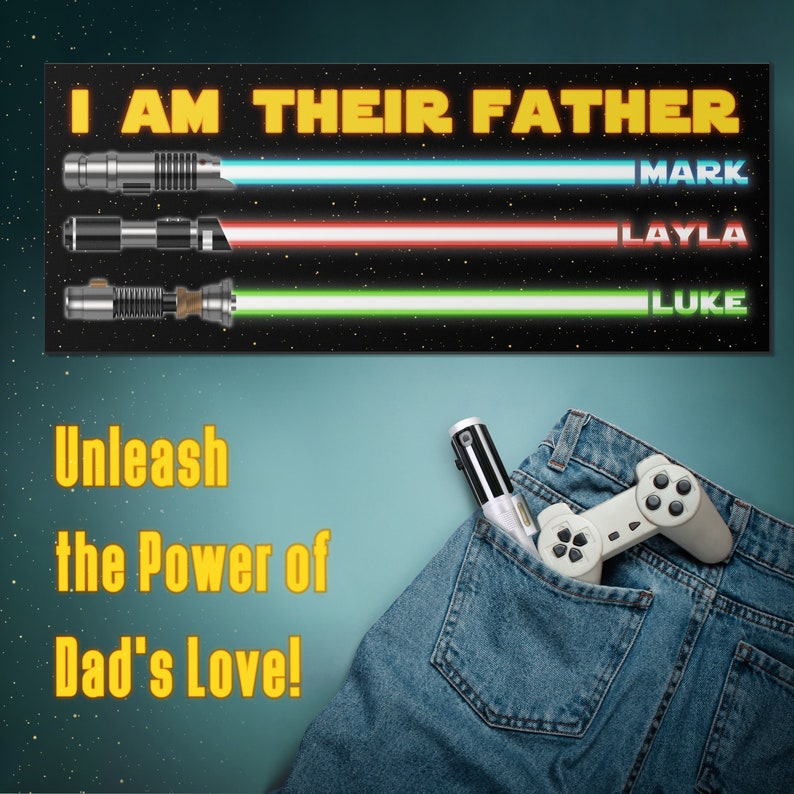 “I Am Their Father Dad” lightsaber Kids Name Sign Gifts, Personalized Gifts for Dad