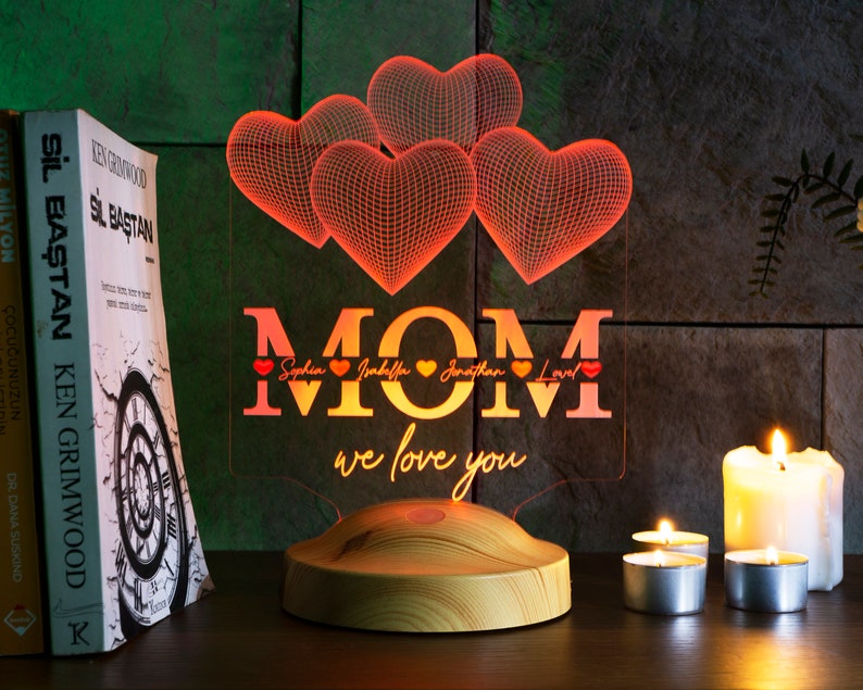 Custom 3D Led Night Light With Name, Mother Days Gifts For Mom