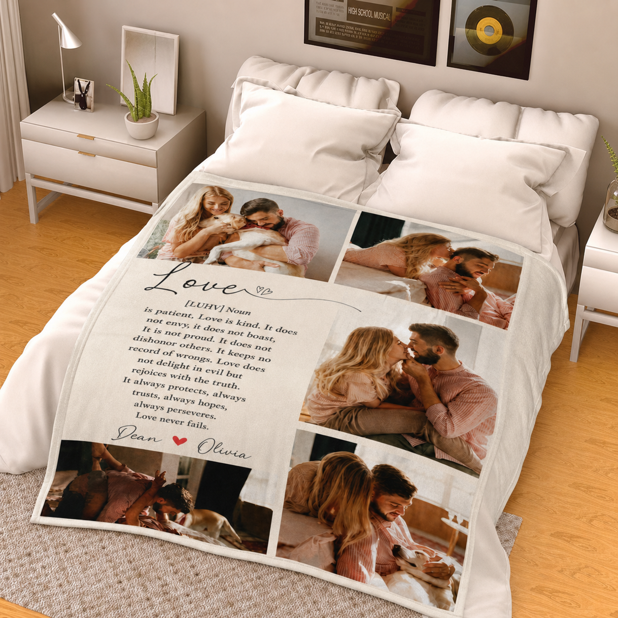 Love Noun Custom Blanket – Personalized Photo Throw for Couples