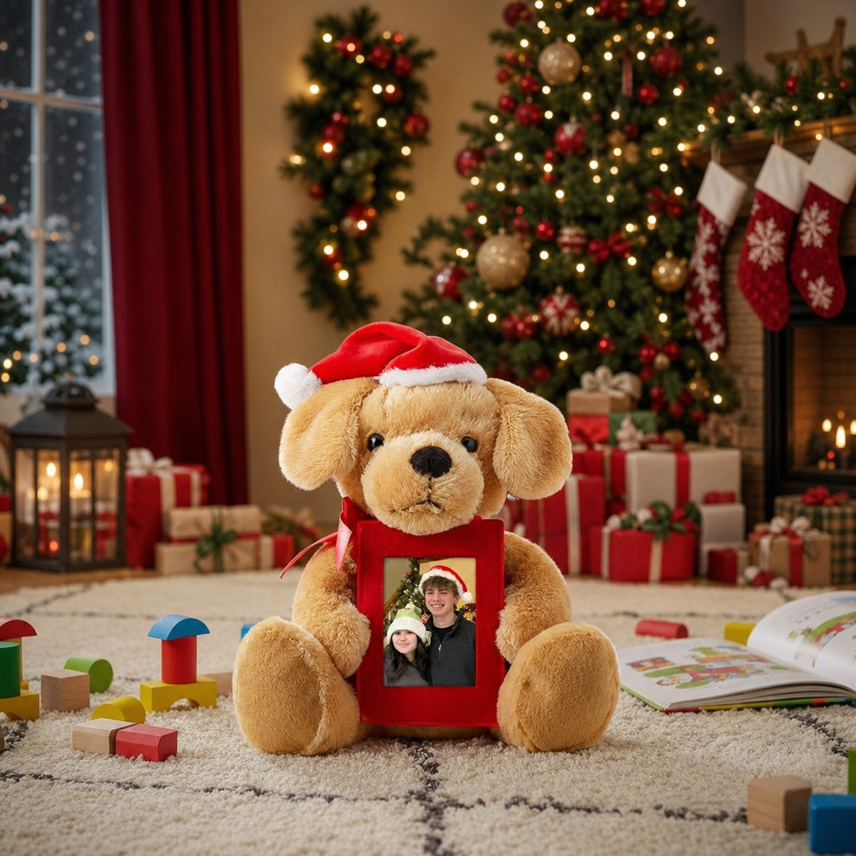 Personalized Santa Dog Plush with Custom Photo – A Christmas Keepsake for Couples & Your Girlfriend