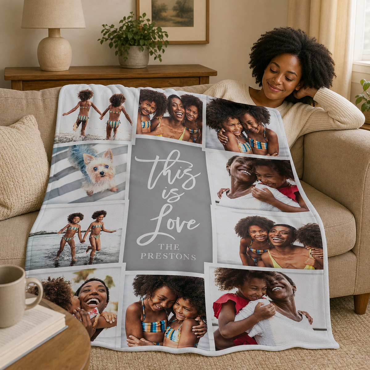 This Is Love Custom Photo Blanket — Personalized Plush Throw, Couple Memory Gift for Him & Her