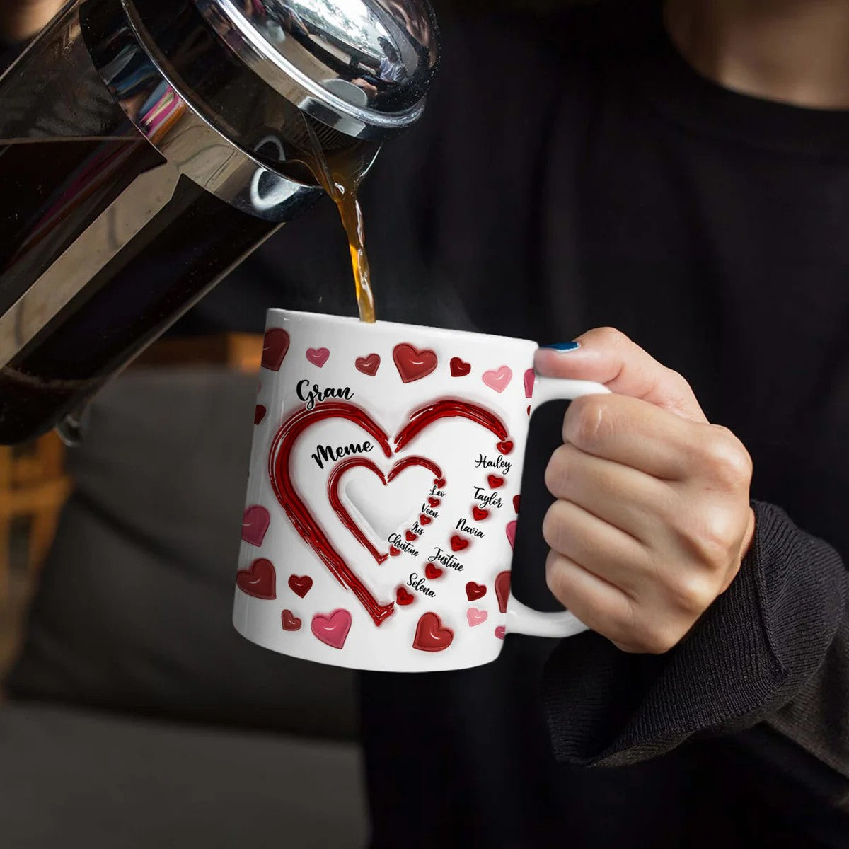 Mom's Grandma's Sweethearts - 3D Inflated Effect Printed Mug, Personalized White Edge-to-Edge Mug