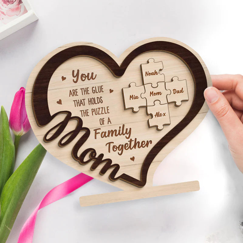 You Are The Glue That Holds Us Together - Family Personalized Custom Wooden Plaque - Gift For Mom