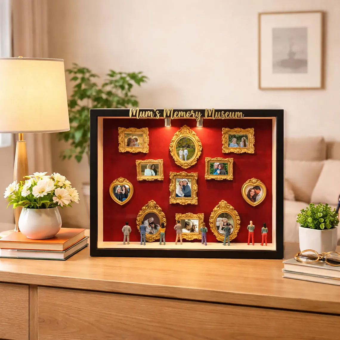 Personalized Mom's Memory Museum Photo Frame with Light, DIY Mini Museum Frame Box,Mother's Day Gift