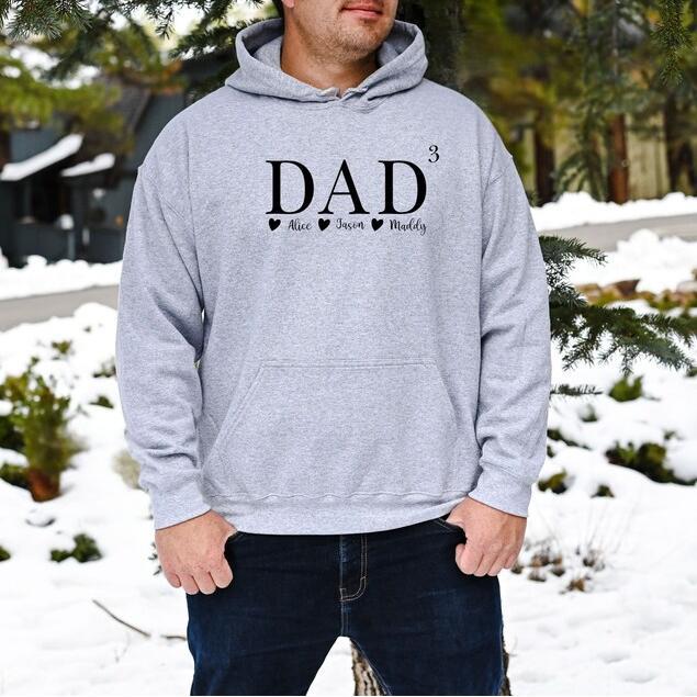 Custom Dad 2 Shirt With Kids Names, Third Baby Reveal, New Dad Gift