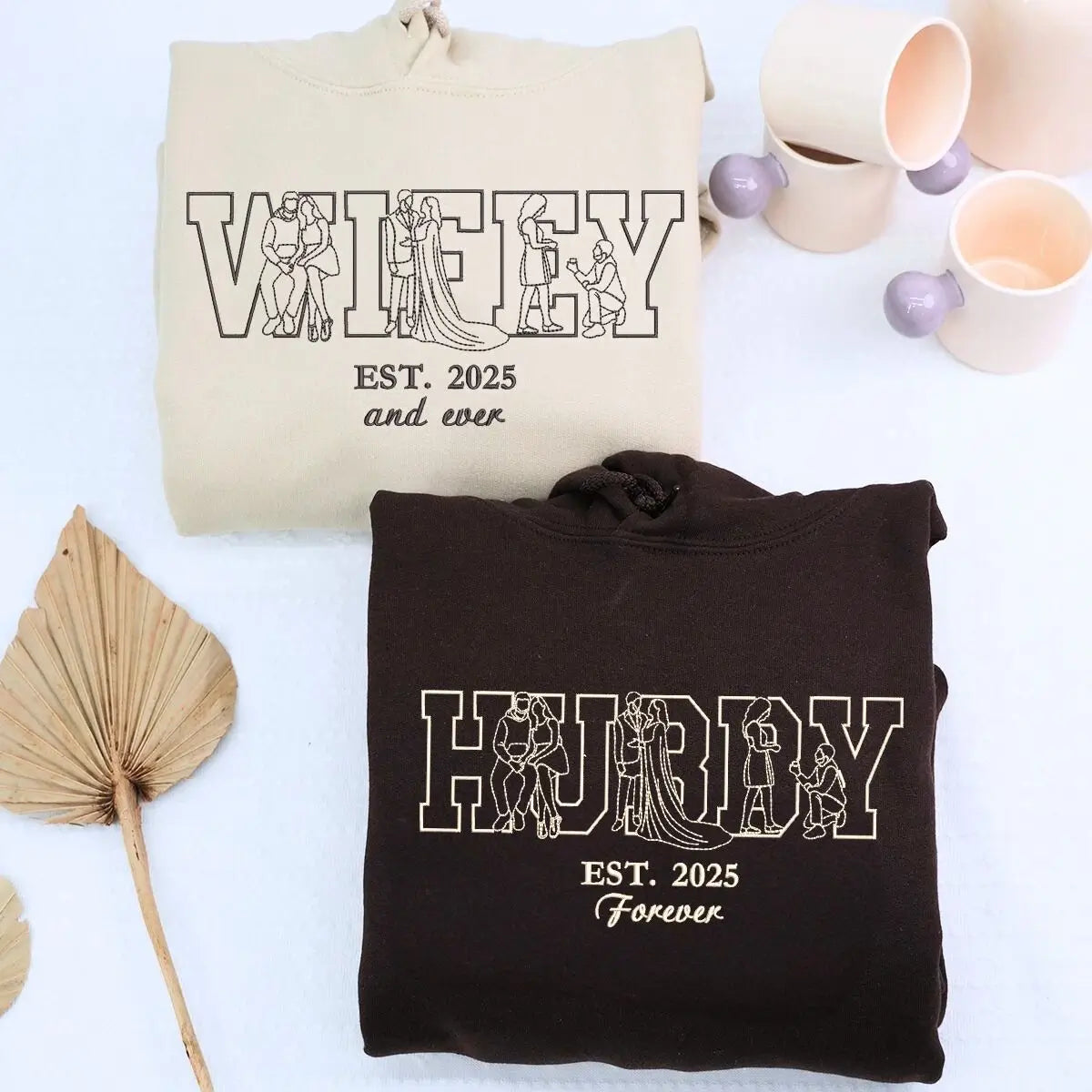 Personalized Wedding Gift Sweatshirt or Hoodie - Custom Embroidered Love Portrait