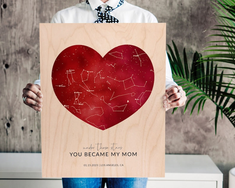 Personalized Star Map - The Day You Became My Mom - Custom Night Sky Gifts For Mother's Day