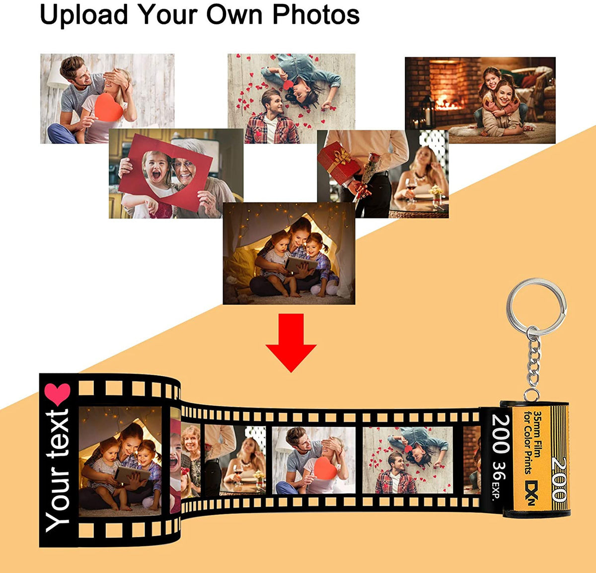 💖Custom Photo Camera Film Roll Keychain Gift Picture Film Roll Keychain for Husband and Wife