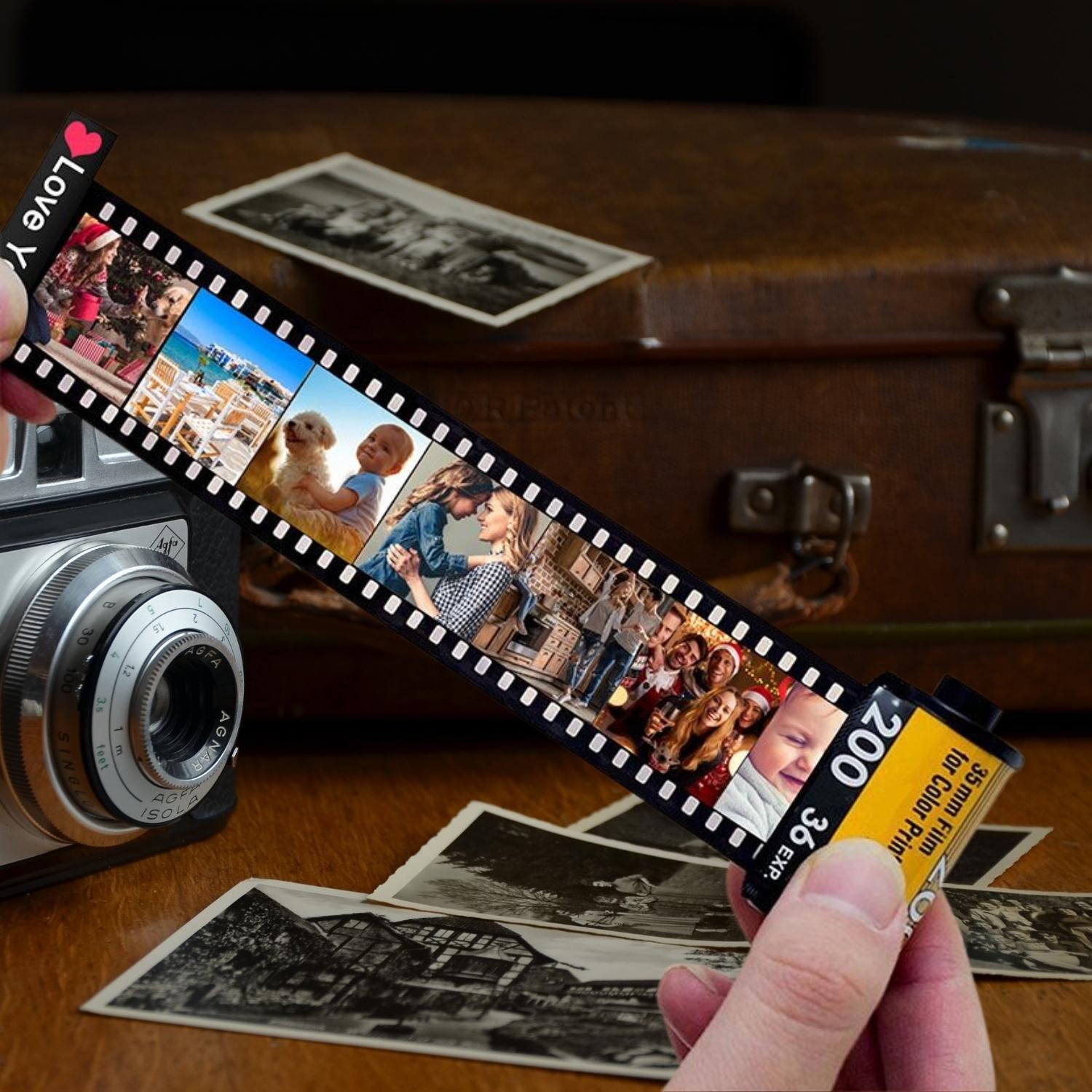 💖Custom Photo Camera Film Roll Keychain Gift Picture Film Roll Keychain for Husband and Wife