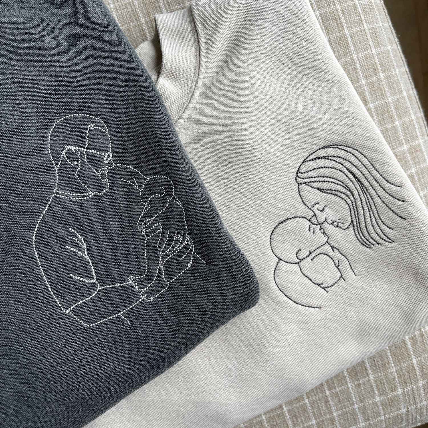 ❤️Custom Embroidered Parent-Child Photo Portrait Outline Sweatshirt-🔥Mother's Day Sale!Free Shipping!