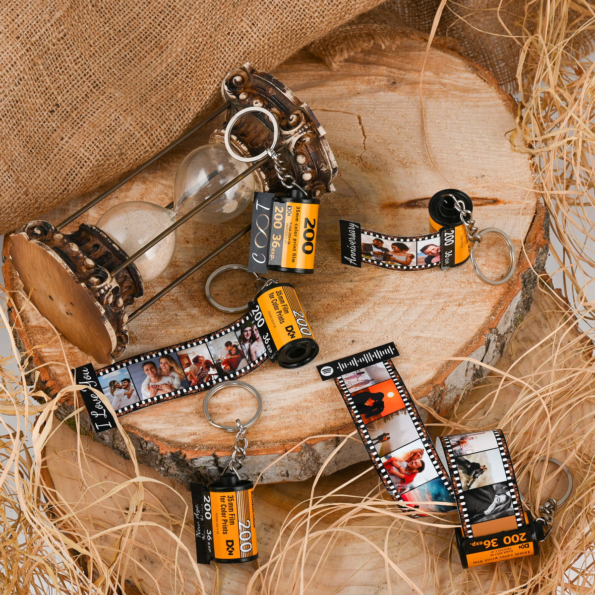 💖Custom Photo Camera Film Roll Keychain Gift Picture Film Roll Keychain for Husband and Wife