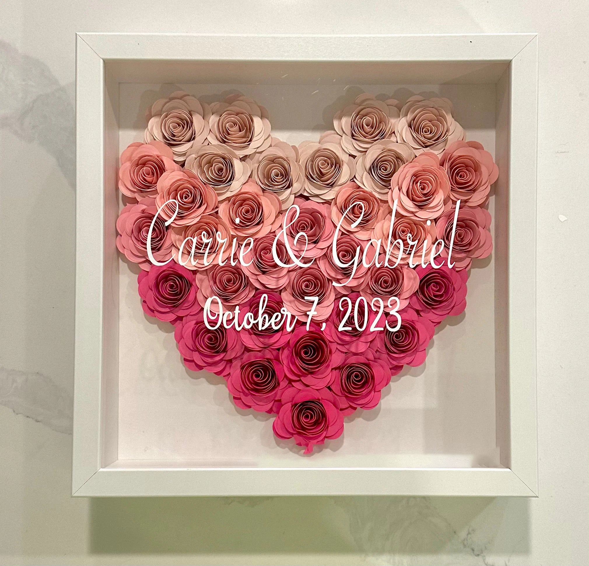 Ombre Heart Shaped Flower Box | Valentine's Day | Customized Cardstock Shadow Box