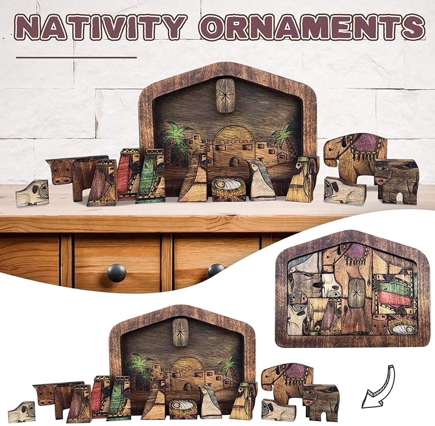 Wooden Jesus Puzzle Statue-Bethlehem Portal Puzzle,Christmas gift