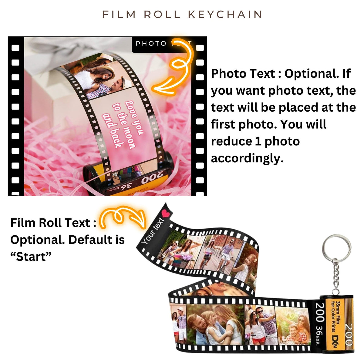 💖Custom Photo Camera Film Roll Keychain Gift Picture Film Roll Keychain for Husband and Wife