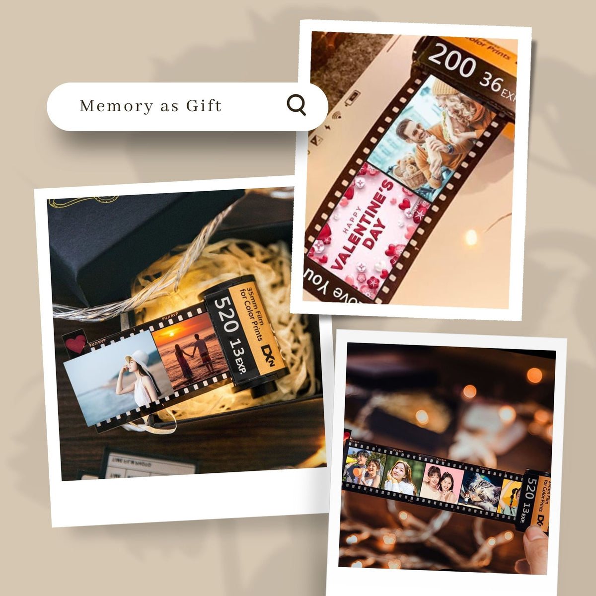 💖Custom Photo Camera Film Roll Keychain Gift Picture Film Roll Keychain for Husband and Wife