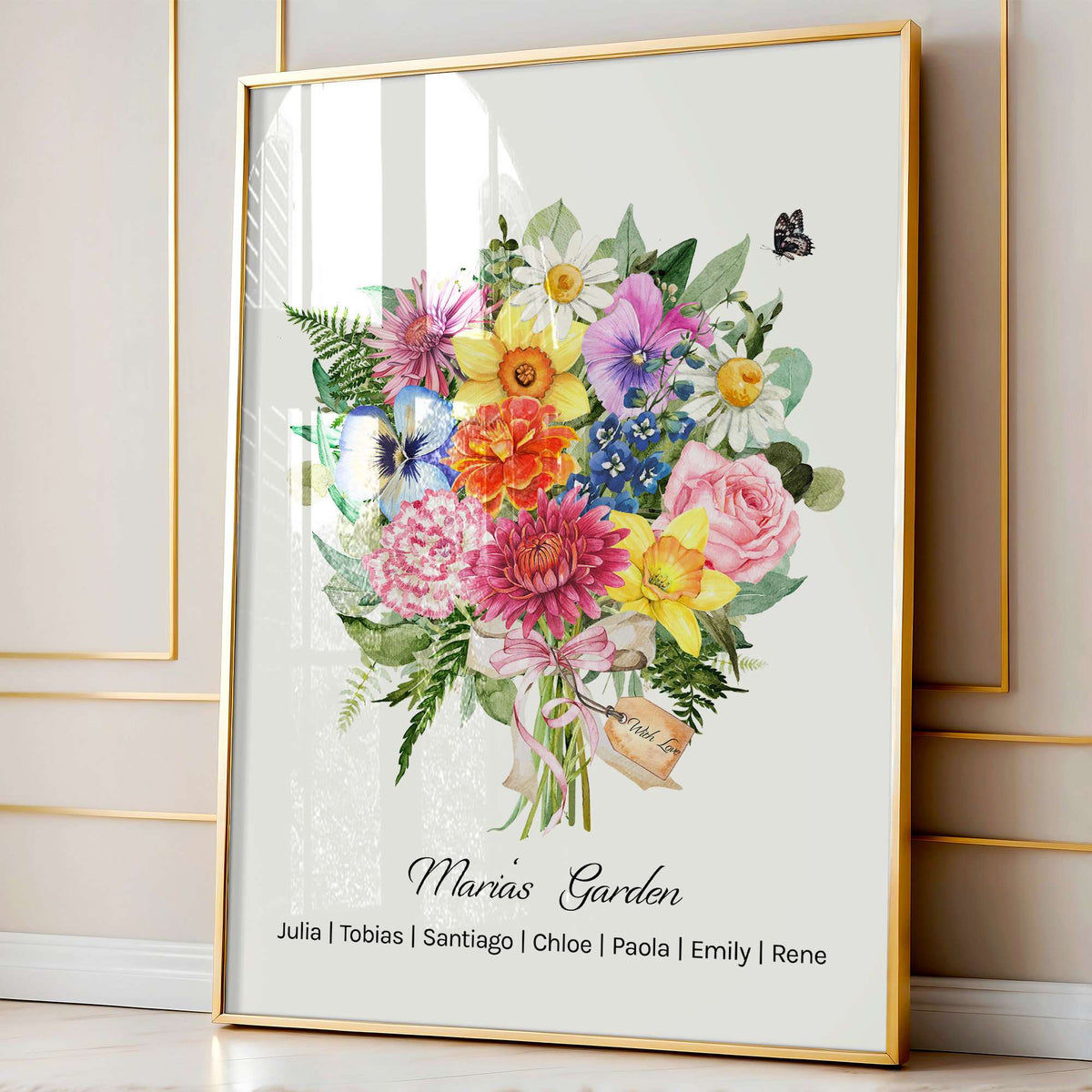 Birth Flower Print | Custom Bouquet Painting | Birth Month Flower Personalized Gift for Mom