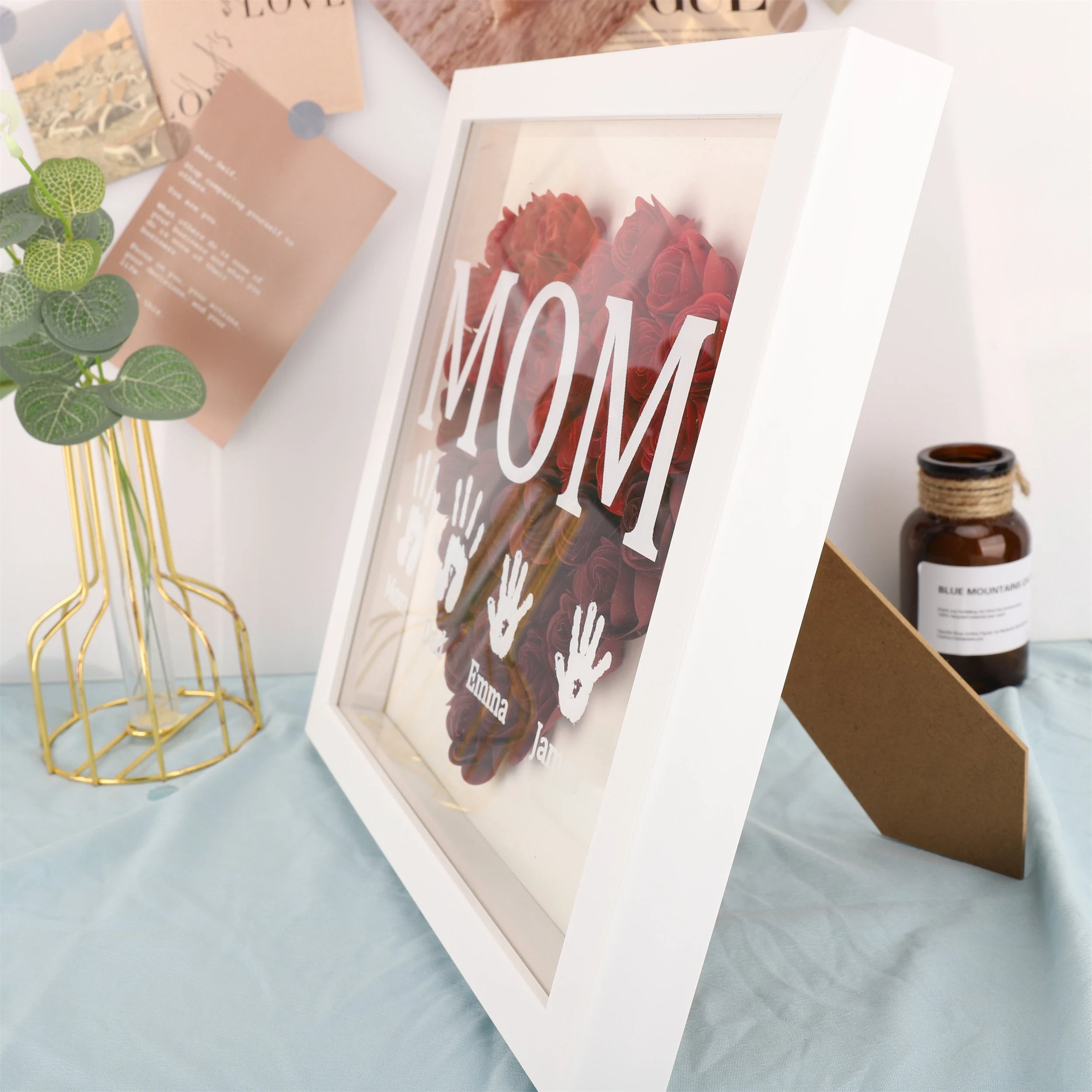 Custom Heart Flower Shadow Box,Custom Rose Shadow Box,Birthday Gift,Mothers Day Gift