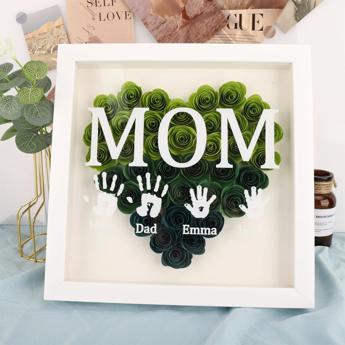 Custom Heart Flower Shadow Box,Custom Rose Shadow Box,Birthday Gift,Mothers Day Gift