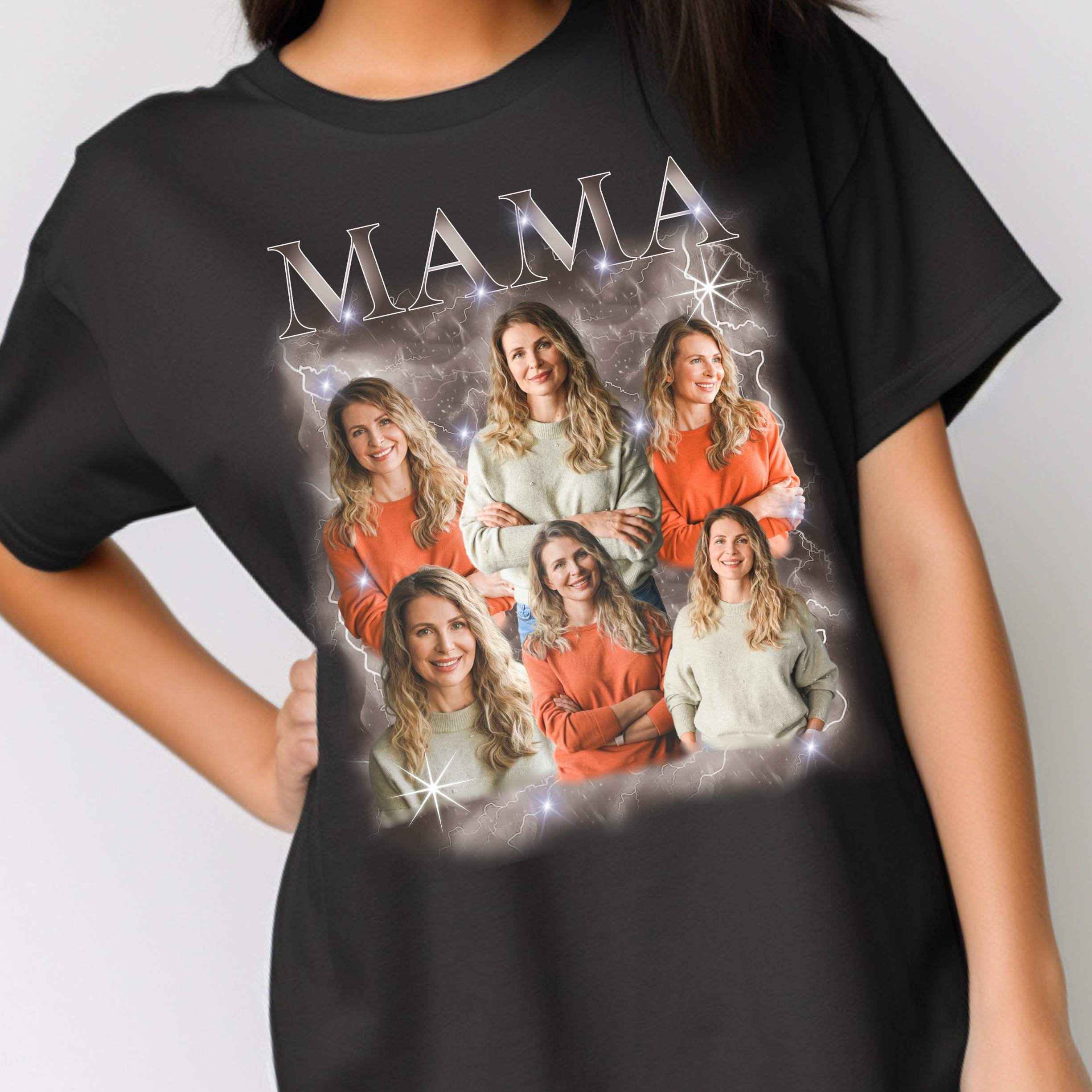 Custom Photo Mama Shirt, Custom Bootleg Rap Mama Shirt With Kid Face Photos