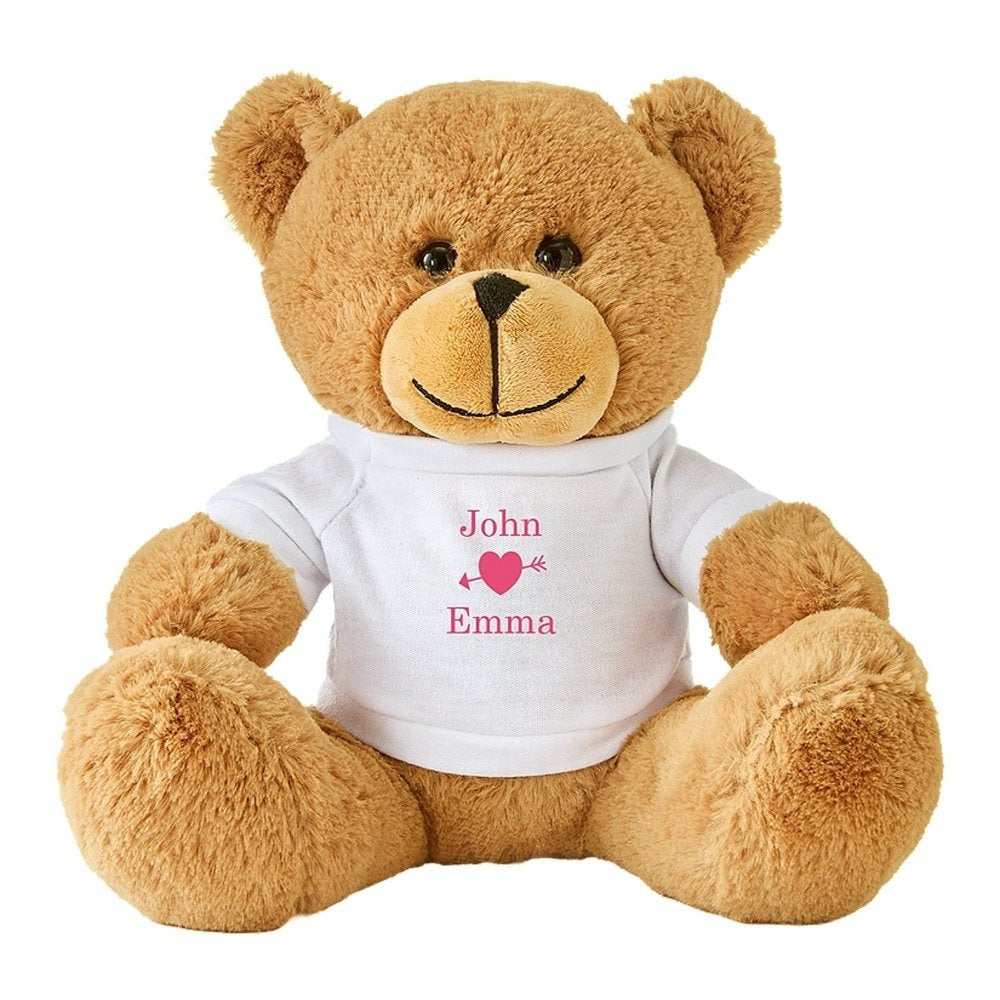 Plush Teddy Bear Gram with Playful Hearts Tee — Cute Stuffed Bear, Sweet Gift for Him & Her