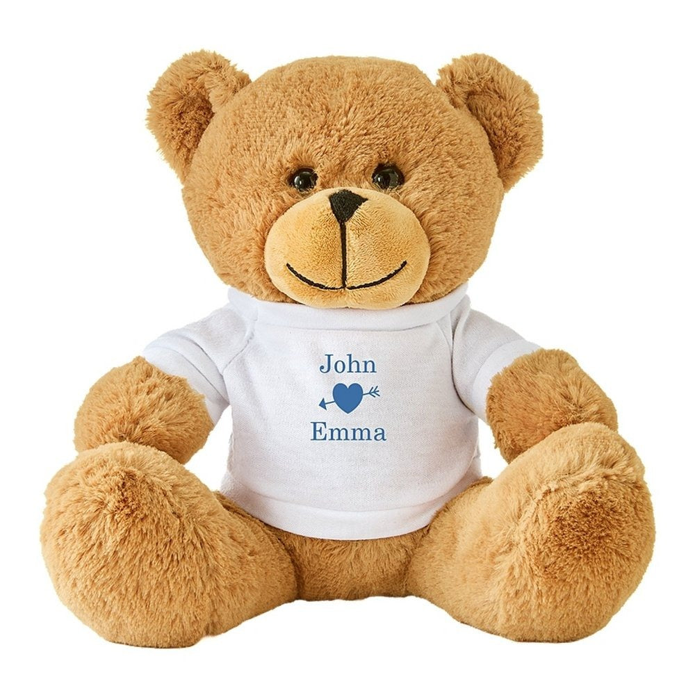 Plush Teddy Bear Gram with Playful Hearts Tee — Cute Stuffed Bear, Sweet Gift for Him & Her