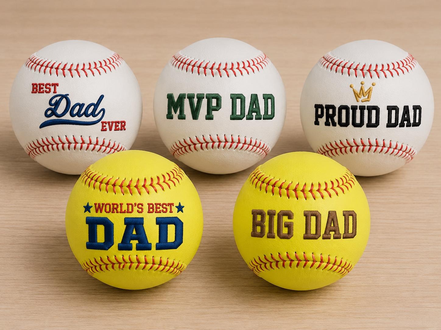Personalized Embroidered Baseball & Softball | Memorial Keepsake Father's Day Gift for Dad from Kids