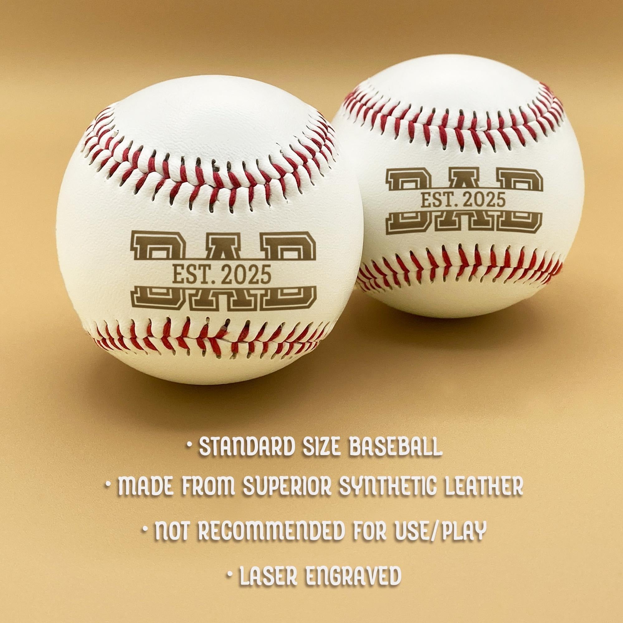 Custom "Dad Est. Year" Laser Engraved Baseball | Father's Day Gift for New Dad & Baseball Coach