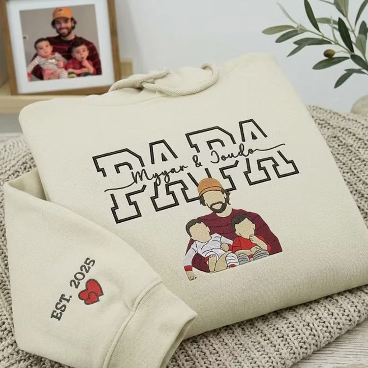Personalized Dad Sweatshirt from Mom – Custom Embroidered Photo & Kids Names – Father’s Day Gift