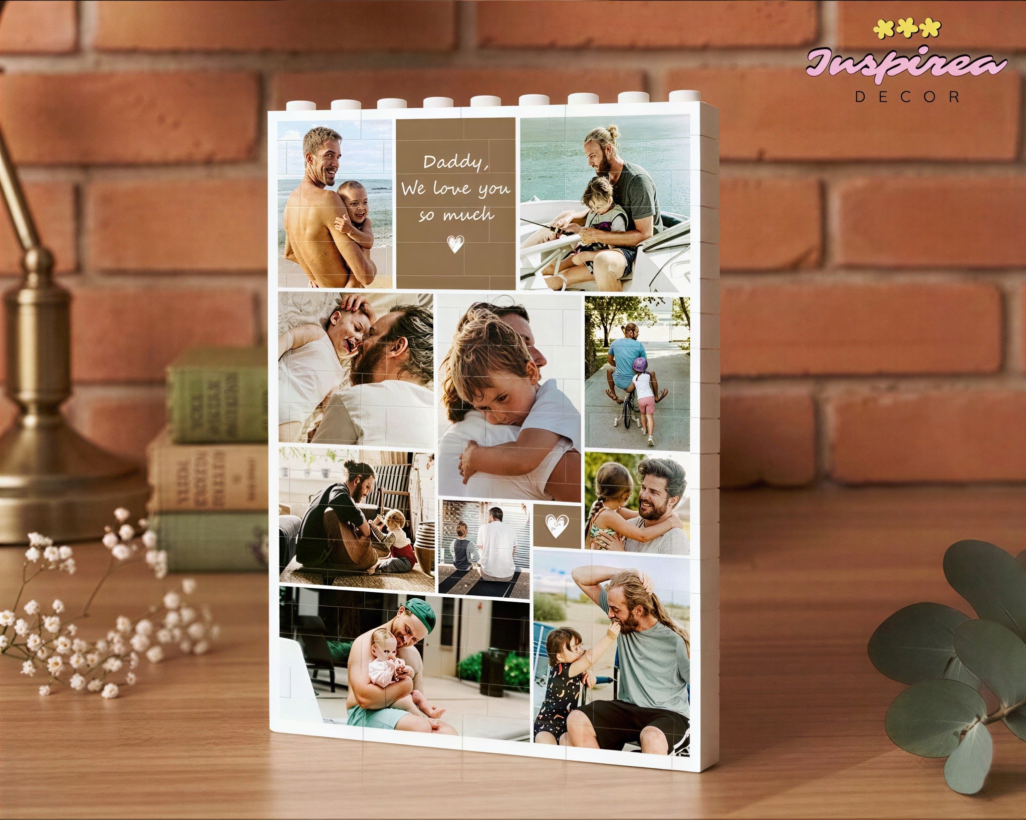 Custom Photo Collage Dad And Kids Building Blocks, Gift for Dad, Best Dad Gift, Fathers Day Picture Collage