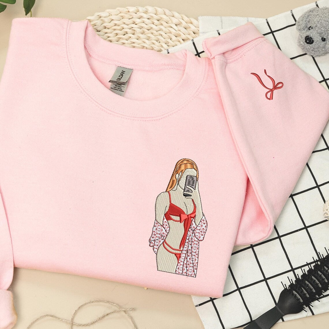Spicy Couple Hoodie — Custom Embroidered Portrait Photo Pullover, Anniversary Gift for Boyfriend